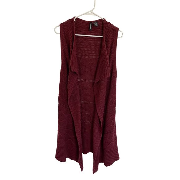 Women's Open Front Burgundy Knit Vest - Large - Picture 1 of 5